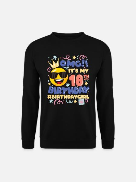 Omg! es ist mein 18. Geburtstag Mädchen Emoticon - Unisex Pullover - Schwarz