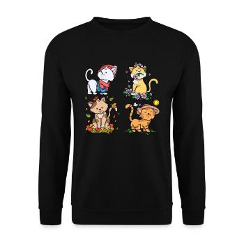 Every Season is a cat season Seasons Cats - Unisex Sweatshirt - black - Front - Alina (178cm) & Michal (187cm)