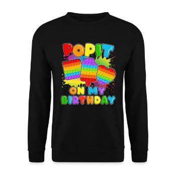 Pop it An Meinem Geburtstag Fidget Sensory Pop - Unisex Pullover - Schwarz - Vorne - Alina (178cm) & Michal (187cm)
