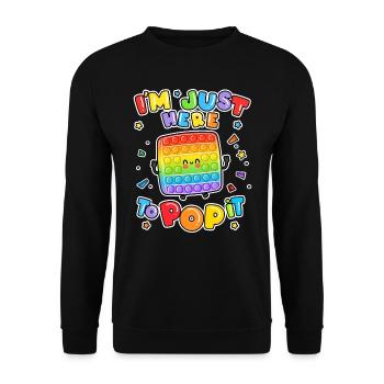 I'm Just Here To Pop It Brettspiel Kinder Zappeln - Unisex Pullover - Schwarz - Vorne - Alina (178cm) & Michal (187cm)