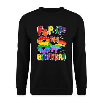 Pop It Dinosaurier Glücklich 8. Dino Geburtstag - Unisex Pullover - Schwarz - Vorne - Alina (178cm) & Michal (187cm)