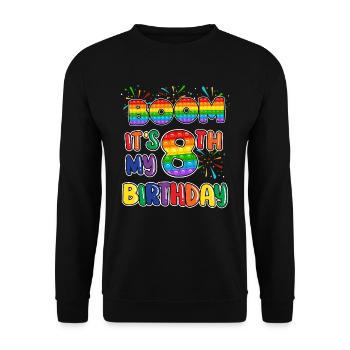 Boom C’est mon 8e anniversaire Huit - Sweat-shirt Unisexe - noir - Devant - Alina (178cm) & Michal (187cm)