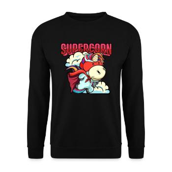 Lustige Supercorn Einhorn Papa Supercorn Vatertag - Unisex Pullover - Schwarz - Vorne - Alina (178cm) & Michal (187cm)