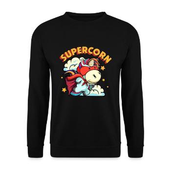 Funny Supercorn Unicorn Papa Cool Dad - Unisex Sweatshirt - black - Front - Alina (178cm) & Michal (187cm)