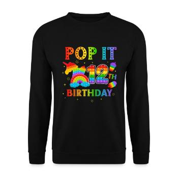 Pop It 12. Geburtstag 12 Party Für Mädchen Pop It - Unisex Pullover - Schwarz - Vorne - Alina (178cm) & Michal (187cm)