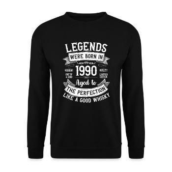 Legenden, Geboren 1990, Gealtert Wie Guter Whisky - Unisex Pullover - Schwarz - Vorne - Alina (178cm) & Michal (187cm)