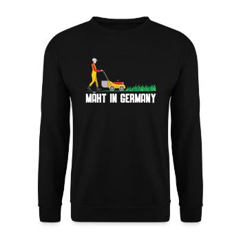 Mäht In Germany Rasenmäher Mäht - Unisex Pullover - Schwarz - Vorne - Alina (178cm) & Michal (187cm)