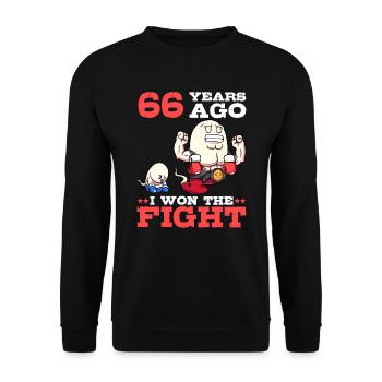 66 years ago I won the fight 66th birthday - Unisex Sweatshirt - black - Front - Alina (178cm) & Michal (187cm)