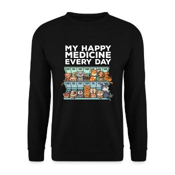 My Happy Medicine Pill Every Day - Unisex Sweatshirt - black - Front - Alina (178cm) & Michal (187cm)