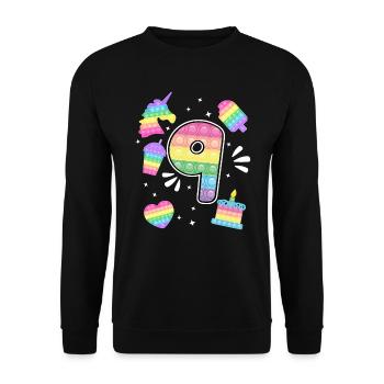 9. Geburtstag Pop 9 Jahr Party Für Mädchen pop it - Unisex Pullover - Schwarz - Vorne - Alina (178cm) & Michal (187cm)