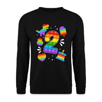 2. Geburtstag Pop 2 Jahr Party Für Jungen pop it - Unisex Pullover - Schwarz - Vorne - Alina (178cm) & Michal (187cm)