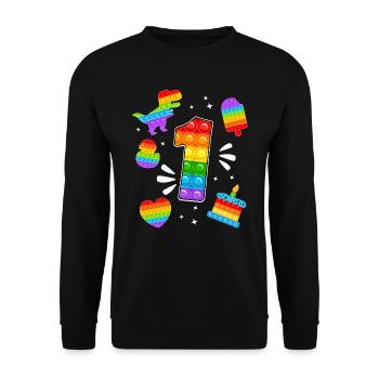 1. Geburtstag Pop 1 Jahr Party Für Jungen pop it - Unisex Pullover - Schwarz - Vorne - Alina (178cm) & Michal (187cm)