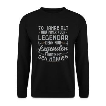 legendärer 70-jähriger 70. Handwerker Geburtstag - Unisex Pullover - Schwarz - Vorne - Alina (178cm) & Michal (187cm)