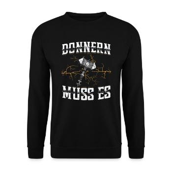 Donnern Muss Es Wikinger Kriegerin Walküre Odin - Unisex Pullover - Schwarz - Vorne - Alina (178cm) & Michal (187cm)