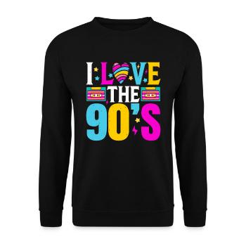 Ich Liebe Das Klassische Kostüm Der 90er Jahre - Unisex Pullover - Schwarz - Vorne - Alina (178cm) & Michal (187cm)