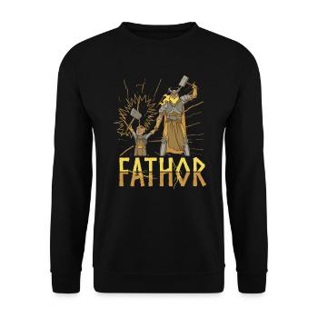 Fathor Viking Dad Walküre Kriegerin Axt Vatertag - Unisex Pullover - Schwarz - Vorne - Alina (178cm) & Michal (187cm)