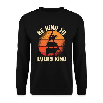Sei Freundlich Zu Jedem Knd Vegane Pflanzliche - Unisex Pullover - Schwarz - Vorne - Alina (178cm) & Michal (187cm)