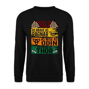 Hergestellt 1963 So Tapfer Wie Ragnar So Weise - Unisex Pullover - Schwarz - Vorne - Alina (178cm) & Michal (187cm)