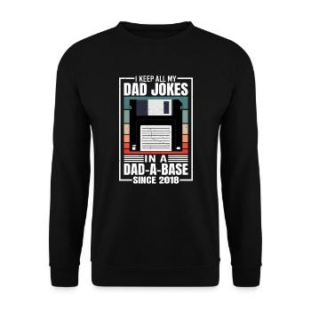 Dad Witze In Einer Dad-a-base Seit 2018 Vatertag - Unisex Pullover - Schwarz - Vorne - Alina (178cm) & Michal (187cm)
