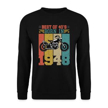 Le meilleur des années 40 né en 1948 Moto vintage - Sweat-shirt Unisexe - noir - Devant - Alina (178cm) & Michal (187cm)