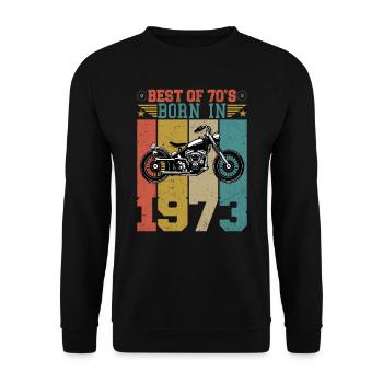 Best Of The 70's Born 1973 Vintage Motorcycle - Unisex Sweatshirt - black - Front - Alina (178cm) & Michal (187cm)