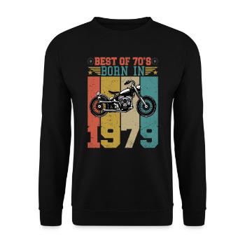 Best Of The 70's Born 1979 Vintage Motorcycle - Unisex Sweatshirt - black - Front - Alina (178cm) & Michal (187cm)