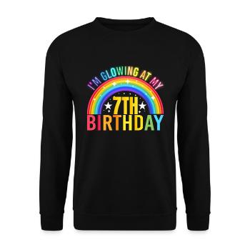 Ich Strahle Auf Meiner 7. Geburtstagsfeier, 7 - Unisex Pullover - Schwarz - Vorne - Alina (178cm) & Michal (187cm)