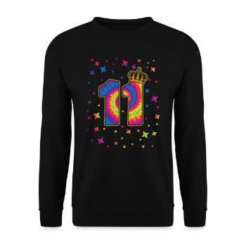 Tie-dye 11. Geburtstagsfeier 11 Jahre Alter - Unisex Pullover - Schwarz - Vorne - Alina (178cm) & Michal (187cm)