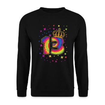 Tie-dye 13. Geburtstagsfeier 13 Jahre Alter - Unisex Pullover - Schwarz - Vorne - Alina (178cm) & Michal (187cm)