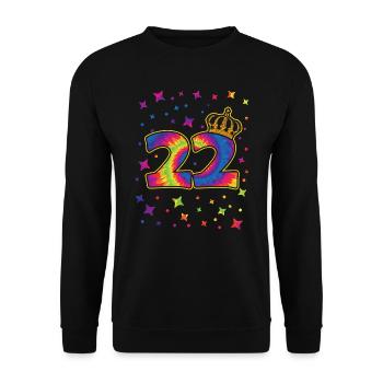Tie-dye 22. Geburtstagsfeier 22 Jahre Alter - Unisex Pullover - Schwarz - Vorne - Alina (178cm) & Michal (187cm)