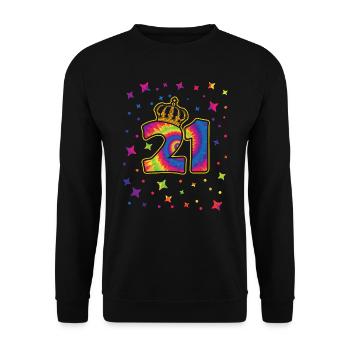 Tie-dye 21. Geburtstagsfeier 21 Jahre Alter - Unisex Pullover - Schwarz - Vorne - Alina (178cm) & Michal (187cm)