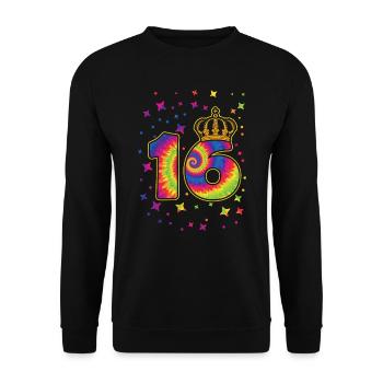 Tie-dye 16th birthday party 16 years old - Unisex Sweatshirt - black - Front - Alina (178cm) & Michal (187cm)