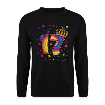 Tie-dye 17. Geburtstagsfeier 17 Jahre Alter - Unisex Pullover - Schwarz - Vorne - Alina (178cm) & Michal (187cm)