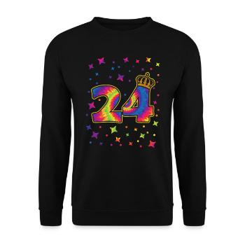 Tie-dye fête d’anniversaire 24 ans 24 ans - Sweat-shirt Unisexe - noir - Devant - Alina (178cm) & Michal (187cm)