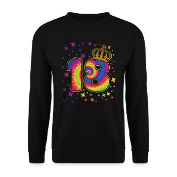 Tie-dye fête d’anniversaire 18 ans 18 ans - Sweat-shirt Unisexe - noir - Devant - Alina (178cm) & Michal (187cm)