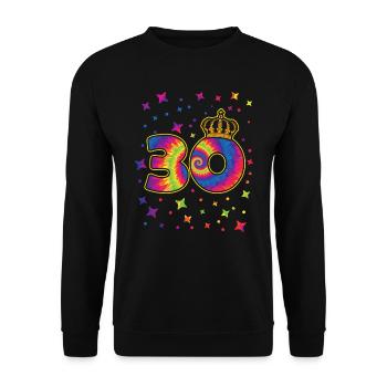 Tie-dye Fête du 30e anniversaire 30 ans - Sweat-shirt Unisexe - noir - Devant - Alina (178cm) & Michal (187cm)