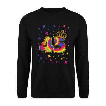 Tie-dye 45. Geburtstagsfeier 45 Jahre Alter - Unisex Pullover - Schwarz - Vorne - Alina (178cm) & Michal (187cm)