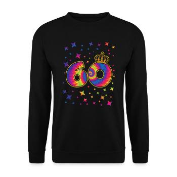 Tie-dye Fête d’anniversaire 60 ans 60 ans - Sweat-shirt Unisexe - noir - Devant - Alina (178cm) & Michal (187cm)