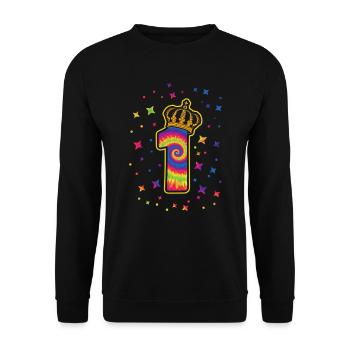 Batik-1. Birthday party 1-year-old celebrant - Unisex Sweatshirt - black - Front - Alina (178cm) & Michal (187cm)