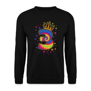 Tie-dye 3ème fête d’anniversaire 3 ans - Sweat-shirt Unisexe - noir - Devant - Alina (178cm) & Michal (187cm)