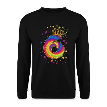 Tie-dye fête d’anniversaire 6 ans 6 ans - Sweat-shirt Unisexe - noir - Devant - Alina (178cm) & Michal (187cm)