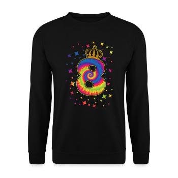 Tie-dye 8. Geburtstagsfeier 8 Jahre Alter - Unisex Pullover - Schwarz - Vorne - Alina (178cm) & Michal (187cm)
