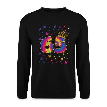 Tie-dye 65. Geburtstagsfeier 65 Jahre Alter - Unisex Pullover - Schwarz - Vorne - Alina (178cm) & Michal (187cm)
