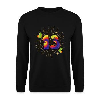 Tie-dye 13e anniversaire 13 ans - Sweat-shirt Unisexe - noir - Devant - Alina (178cm) & Michal (187cm)