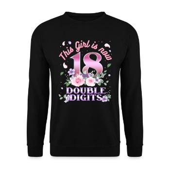Cette fille a maintenant 18 ans à deux chiffres 18. - Sweat-shirt Unisexe - noir - Devant - Alina (178cm) & Michal (187cm)