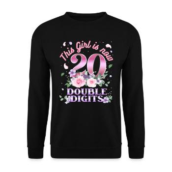 This girl is now 20 double digit 20. - Unisex Sweatshirt - black - Front - Alina (178cm) & Michal (187cm)