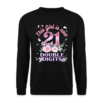 Dieses Mädchen Ist Jetzt 21 Double Digits 21. - Unisex Pullover - Schwarz - Vorne - Alina (178cm) & Michal (187cm)