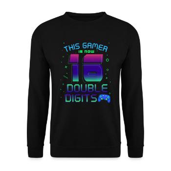 This Gamer Is Now 16 Double Digit 16. - Unisex Sweatshirt - black - Front - Alina (178cm) & Michal (187cm)