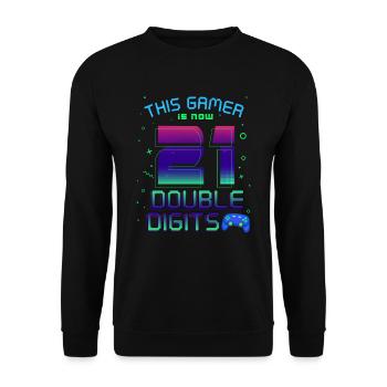 This Gamer Is Now 21 Double Digit 21. - Unisex Sweatshirt - black - Front - Alina (178cm) & Michal (187cm)