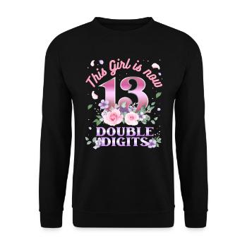 Cette fille a maintenant 13 ans à deux chiffres 13. - Sweat-shirt Unisexe - noir - Devant - Alina (178cm) & Michal (187cm)